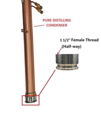 Picture of 2 Inch Tri-Clover -1 1/2" Female for Pure Distilling Reflux/Pot Still condenser