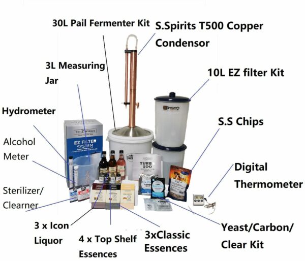 Still Spirits Turbo 500 Complete Stainless Steel Distillery Kit Free Boiler