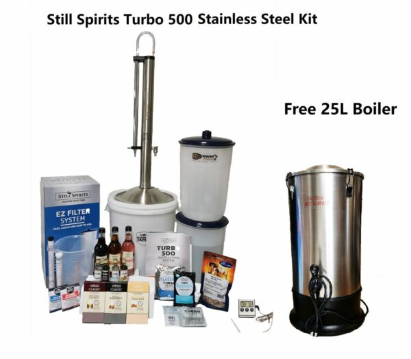 Still Spirits Turbo 500 Complete Stainless Steel Distillery Kit Free Boiler