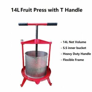 Heavy Duty 14L Stainless steel Bucket Fruit Press with T Handle