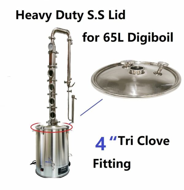 Heavy-duty Stainless Steel Lid for 65L Digi boiler with 4" fitting