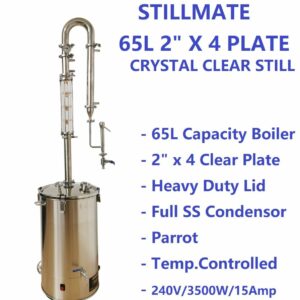 65L Stillmate 4 x 2" Crystal Clear Bubble Plate Still