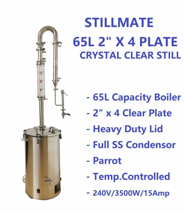 65L Stillmate 4 x 2" Crystal Clear Bubble Plate Still