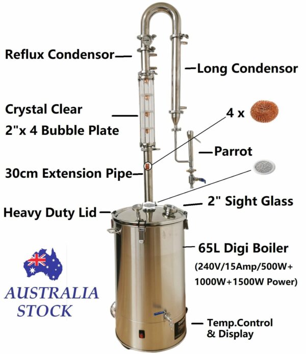 65L Stillmate 4 x 2" Crystal Clear Bubble Plate Still