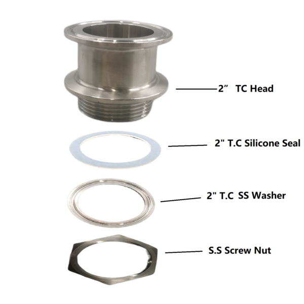 NEW 2 INCH TRI-CLOVER BULKHEAD - WELDLESS BULKHEAD