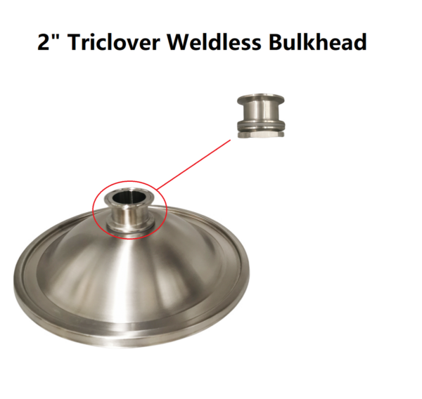 NEW 2 INCH TRI-CLOVER BULKHEAD - WELDLESS BULKHEAD