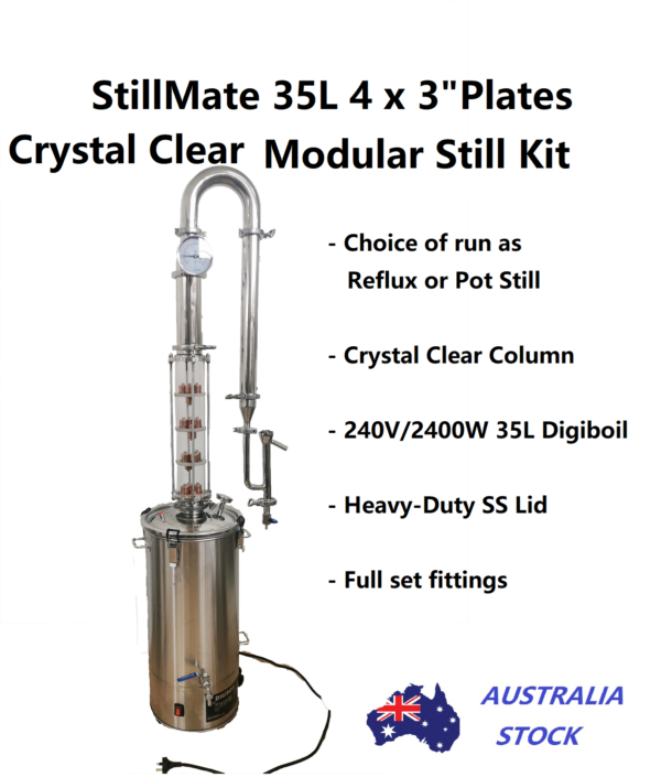 35L Stillmate 4 x 3" Crystal Clear Bubble Plate Still