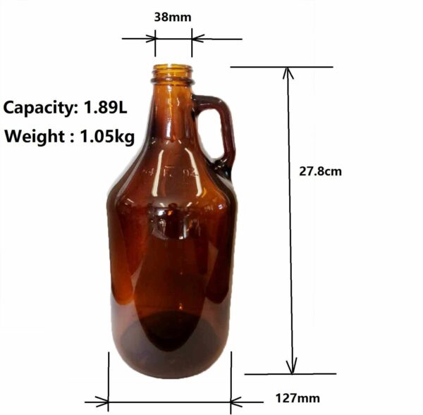 2L(64OZ) Amber Beer Growler with Screw Metal Lid