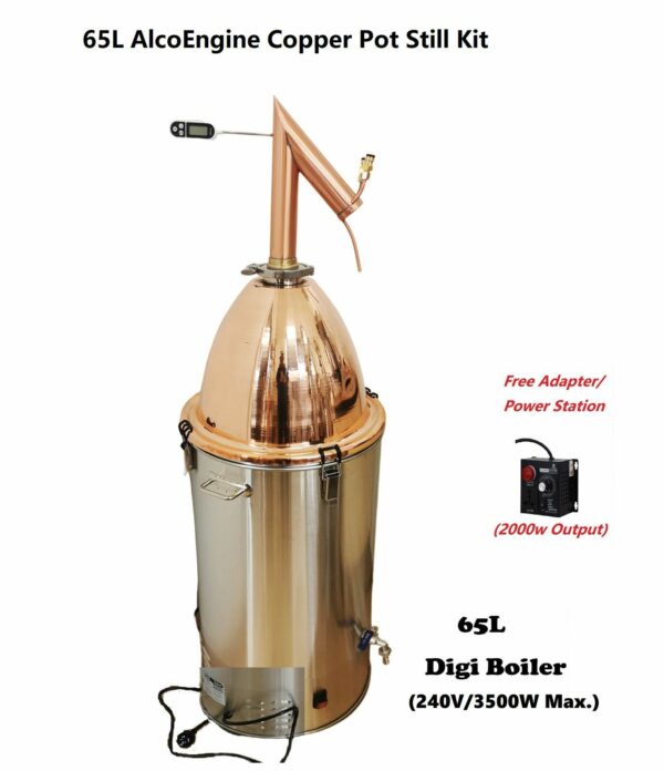 65L Copper Dome and AlcoEngine Pot Still Kit Free power station