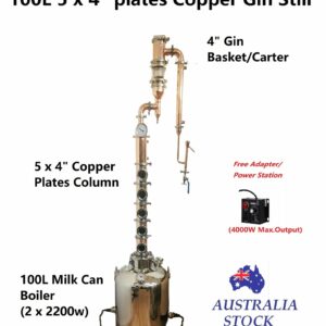 100L/240V/4400W 5 x 4" Plates Copper Gin Making Distillery Free power station