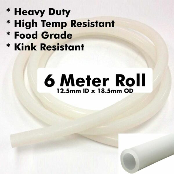 Heavy Duty Silicone Tube - 6m Roll (12.5mm ID x 18.5mm OD) White