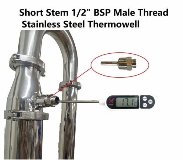 Short Stem 1/2" BSP Male Thread SS Thermowell