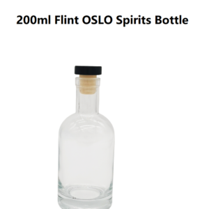 200Ml Flint OSLO Glass Spirits Bottle with Cork and shrinkage film