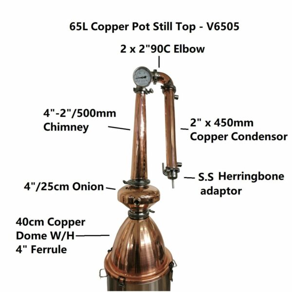 StillMate 65L Copper Pot Still Top - V6505 (No boiler)