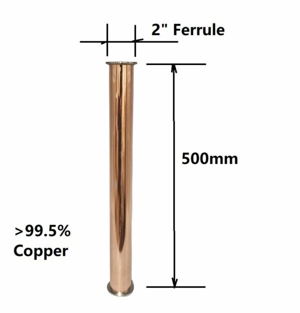 2"x 500mm Copper Tri-clover Straight Pipe