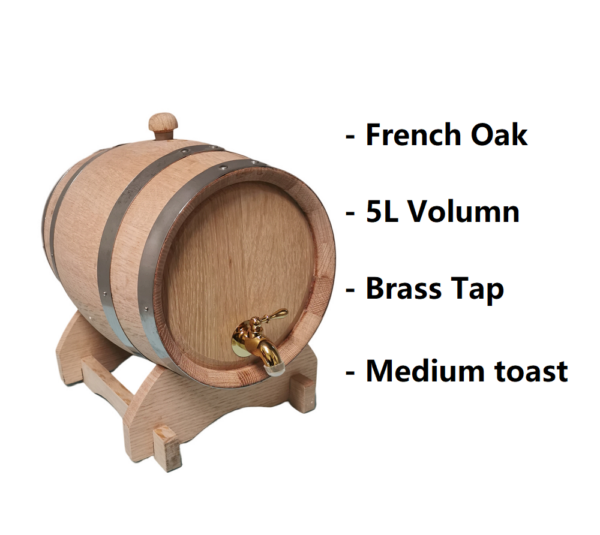 5L French Oak Barrel with brass tap