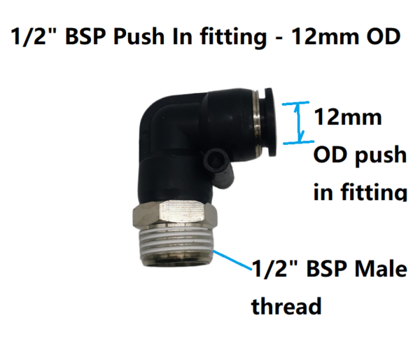 1/2" BSP(Male) - 12mm Push In Fitting