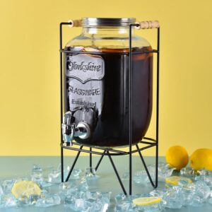 New 5L glass jar with SS tap and frame