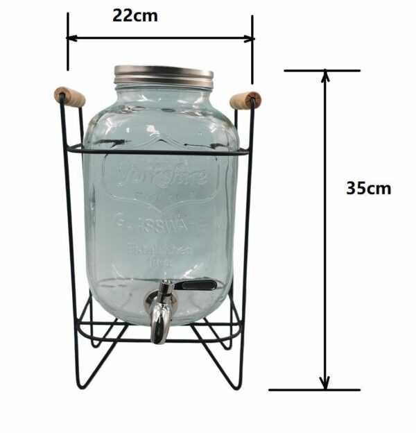 New 5L glass jar with SS tap and frame