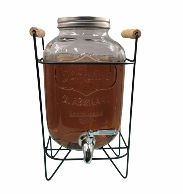 New 5L glass jar with SS tap and frame