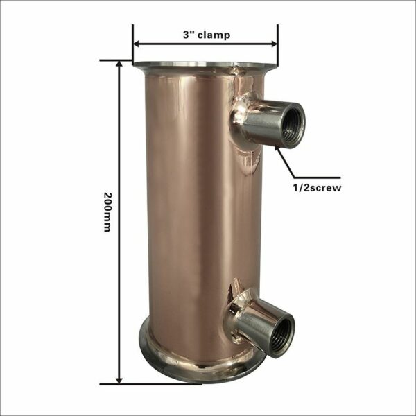 3" x 200mm Copper Condensor/Dephlegmator