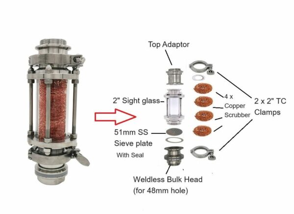 New Up-graded 2“ Sight glass Extension Kit for Still Spirits T500 Condenser