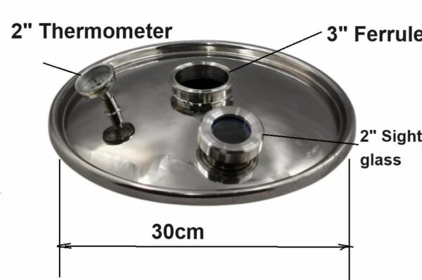 Heavy duty Stainless Steel Lid for 35L Digi boiler with 3" Ferrule and sight glass