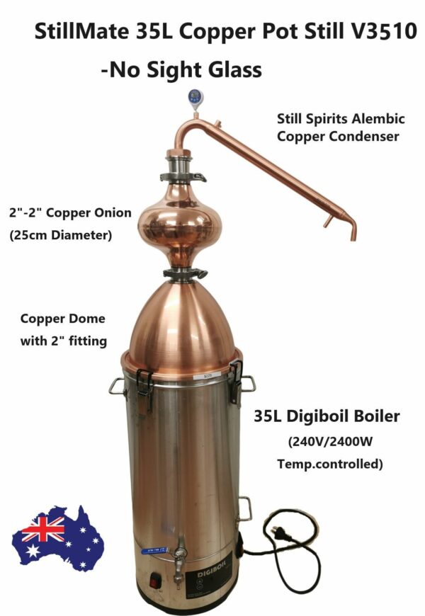 35L Alembic Copper Pot still With Onion V3510 - No sight glass