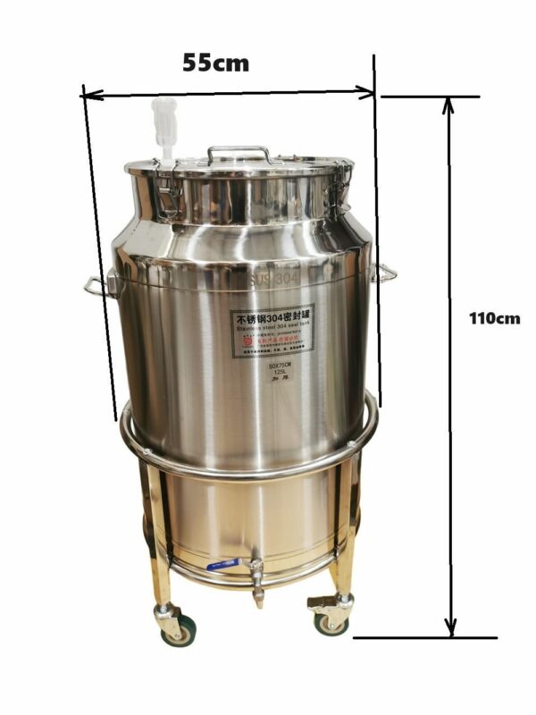 125L Full stainless steel Fermenter/Storage Tank with SS Dolly