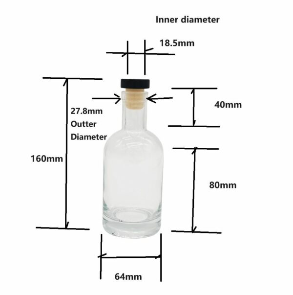 200Ml Flint OSLO Glass Spirits Bottle with Cork and shrinkage film