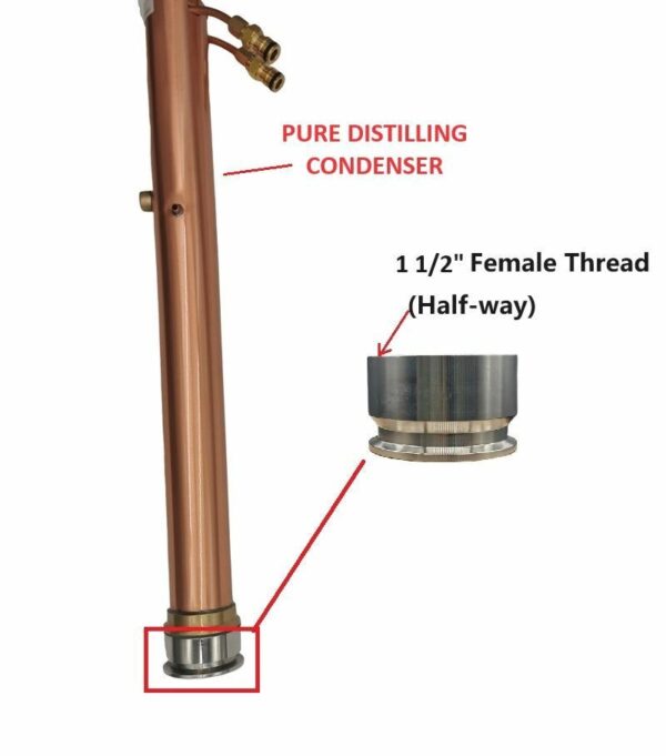 2 Inch Tri-Clover -1 1/2" Female for Pure Distilling Reflux/Pot Still condenser