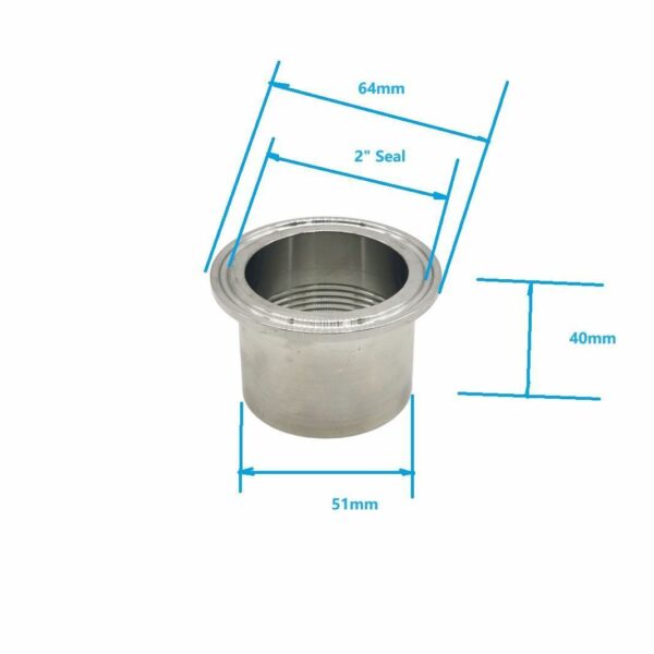 2" Triclover Cover Ferrule with 1 1/2" Female Thread