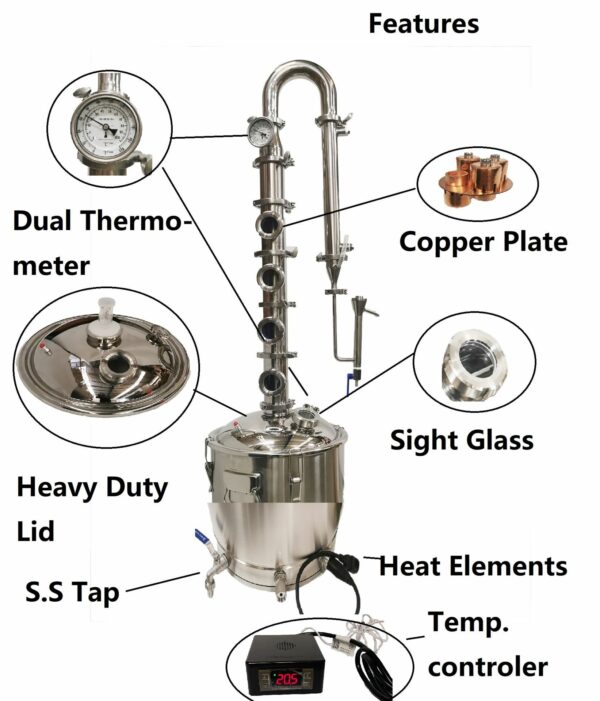 Stillmate 240v/2400W/50L SS 3" x 4 Plate Modular Spirits Still Temp.Controlled