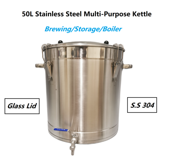 50L Stainless steel Kettle /Boiler with Tap & Glass lid