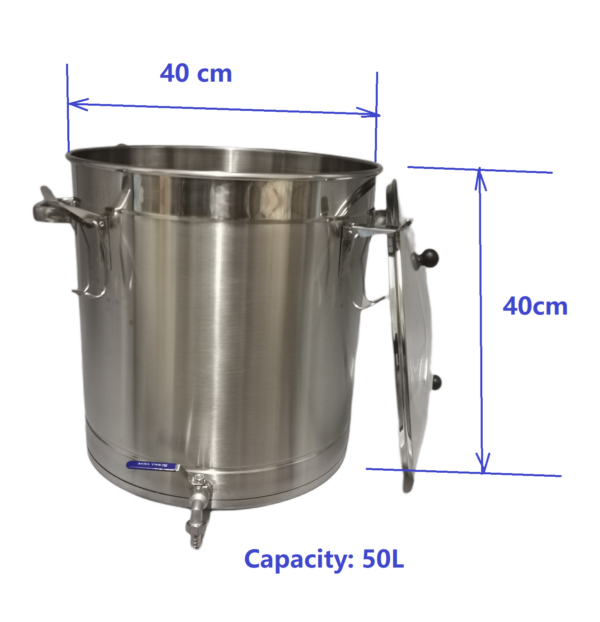 50L Stainless steel Kettle /Boiler with Tap & Glass lid