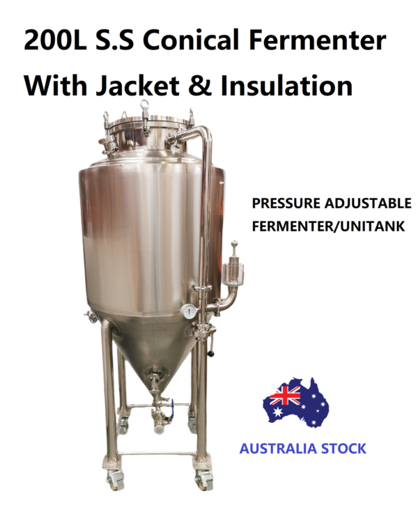 200L Full Stainless Steel Triple skin Conical Fermenter with Jacket and Insulation Unitank