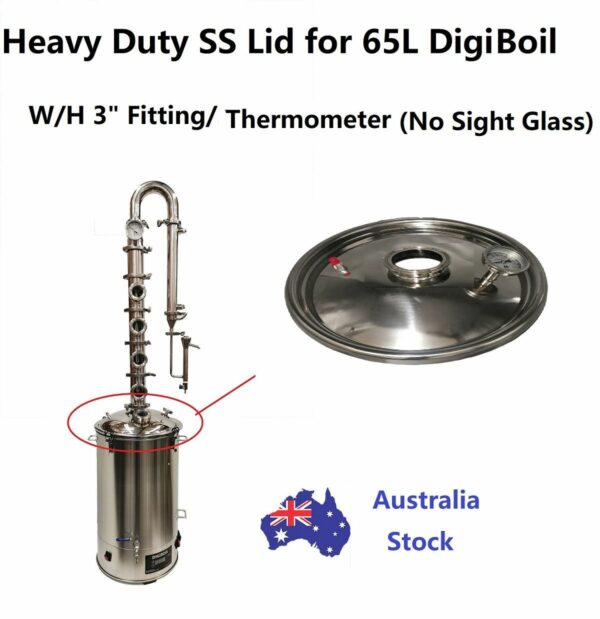 Heavy-duty Stainless Steel Lid for 65L Digi boiler with 3" ferrule No Sight glass