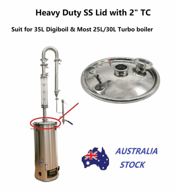 Heavy duty Stainless Steel Lid for 35L Digi boiler with 2" fitting and sight glass