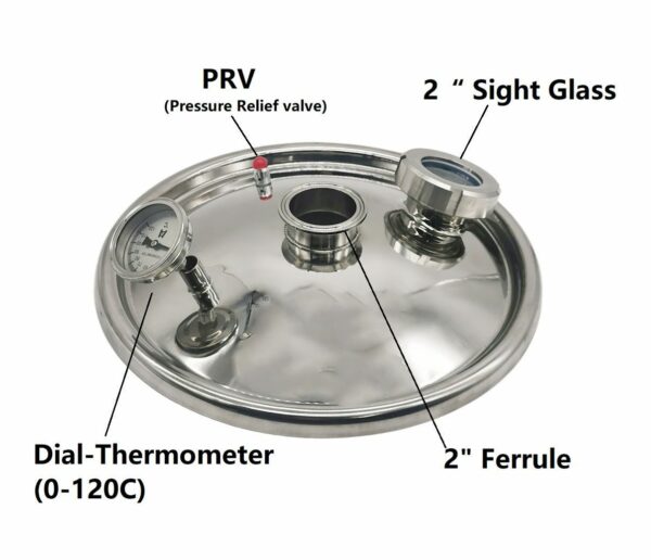 Heavy duty Stainless Steel Lid for 35L Digi boiler with 2" fitting and sight glass