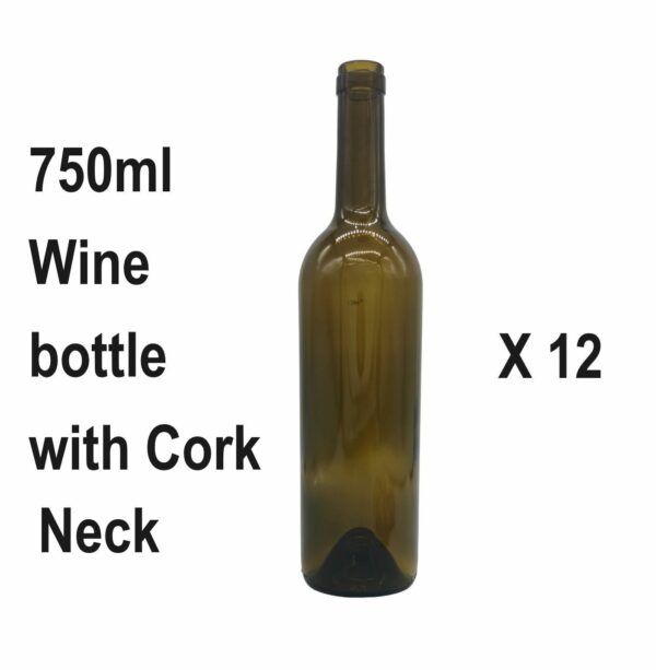 12 x 750Ml Cork Neck Wine Bottles Kit with Cork and shrink sleeves