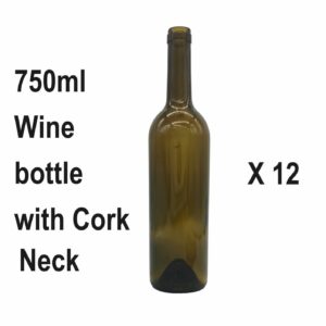 12 x 750Ml Cork Neck Wine Bottles in a Box