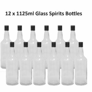 12x1125ML Clear Glass Spirits Bottles with Plastic caps