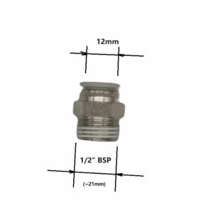 1/2" BSP(Male) - 12mm Push In Fitting - Straight