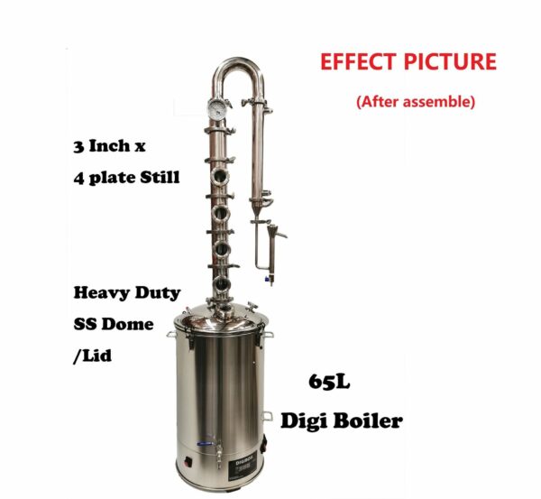 Full SS 3" x 4 Plate Column & 65L digiboil Boiler Kit- Build you own Stills