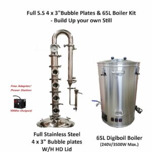 Full SS 3" x 4 Plate Column & 65L digiboil Boiler Kit- Build you own Stills