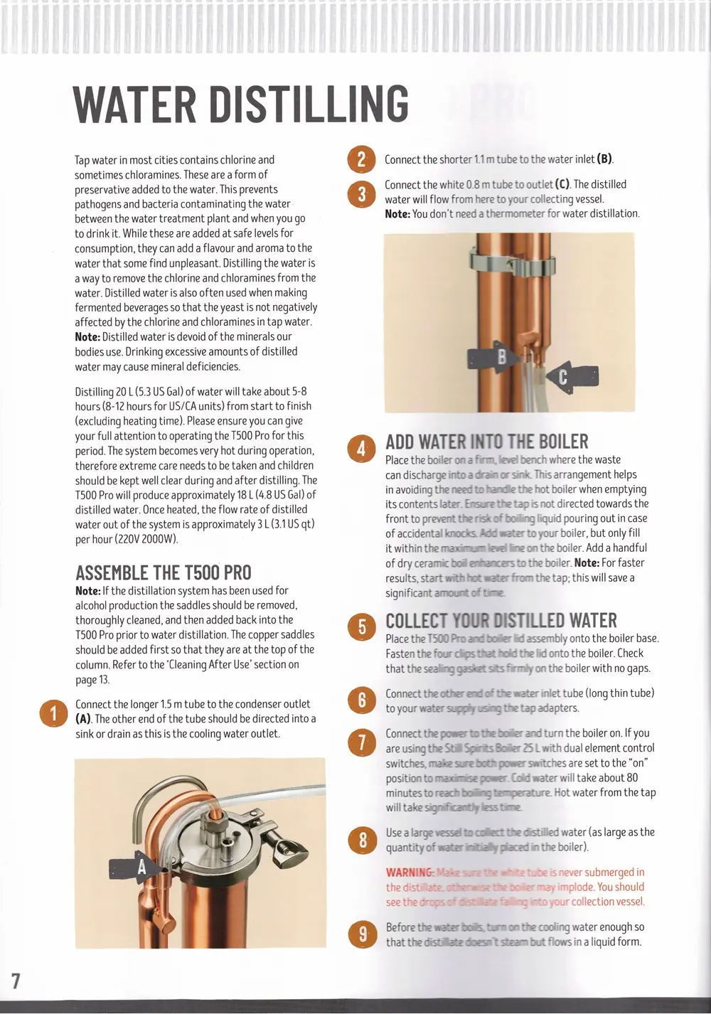 T500 Pro Copper Condenser Still Kit